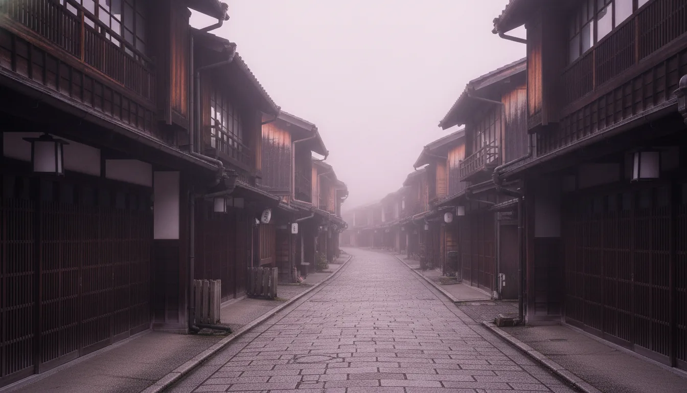 夜明けの茶屋街の路地